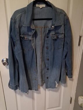 Cato Light Blue Distressed Denim Jacket